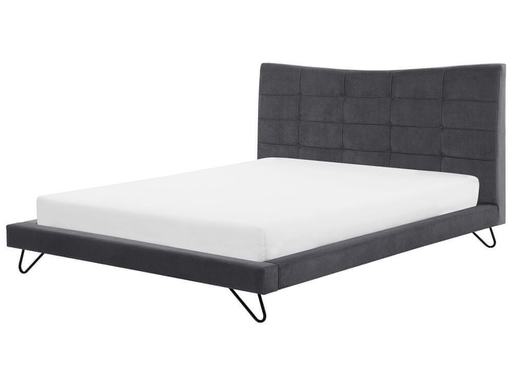 Beliani Zamatová posteľ 180 x 200 cm sivá LANNION